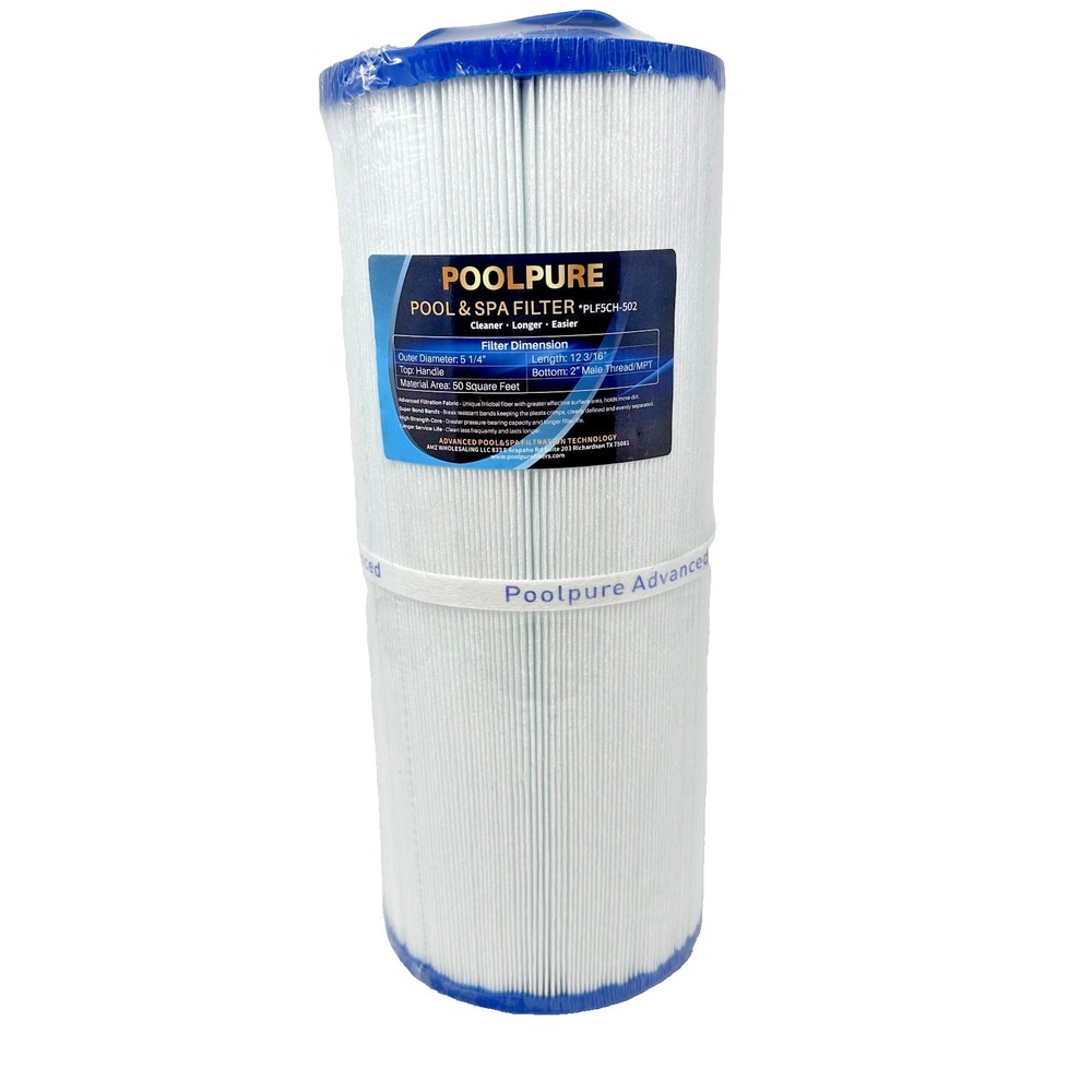 Poolpure PLF5CH-502 Pool Spa Filter Cartridge 50 Sq Ft 2 Inch Thread Replacement